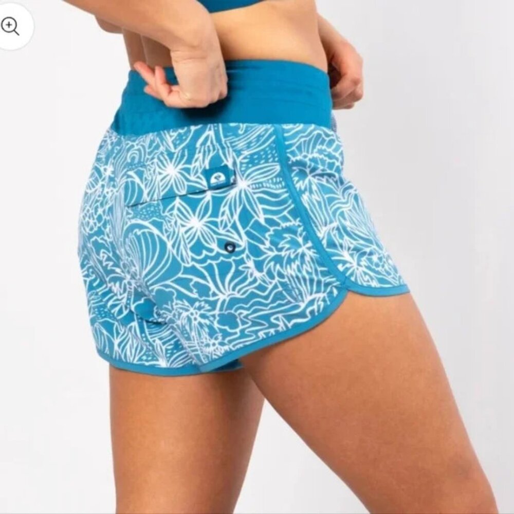 RUNNING RABBIT SURF 'N TURF 4" SAPPHIRE BOARD SHORTS VOLLEYBALL SPORTS